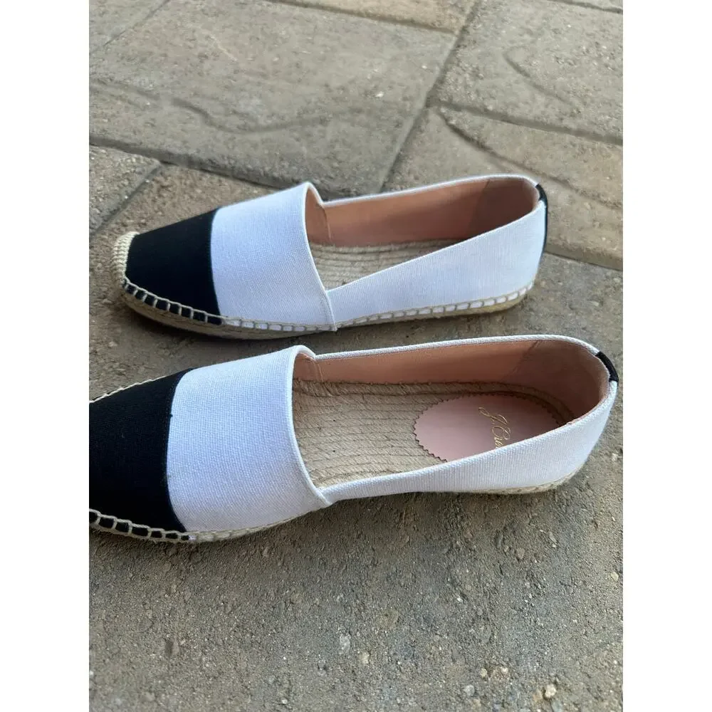 J. Crew Black and White Espadrille Shoes size 10